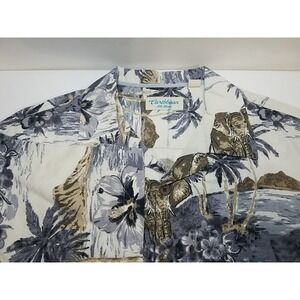 Carribean Mens Hawaiian Button Up Short‎ Sleeve Shirt Floral Silk Blend XL